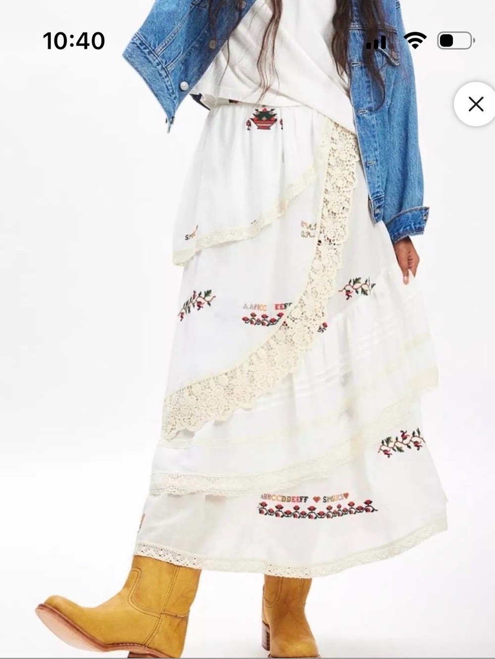Kimchi Blue Celia Tiered Maxi Skirt with Embroidered Detail